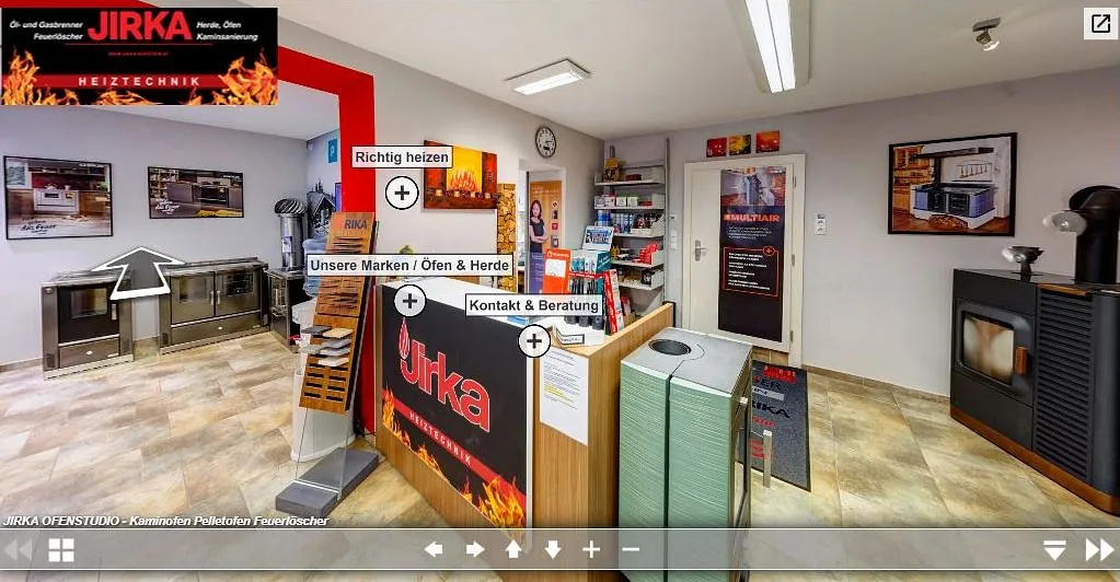 360° Ansicht des Ofenstudios in Ebbs
